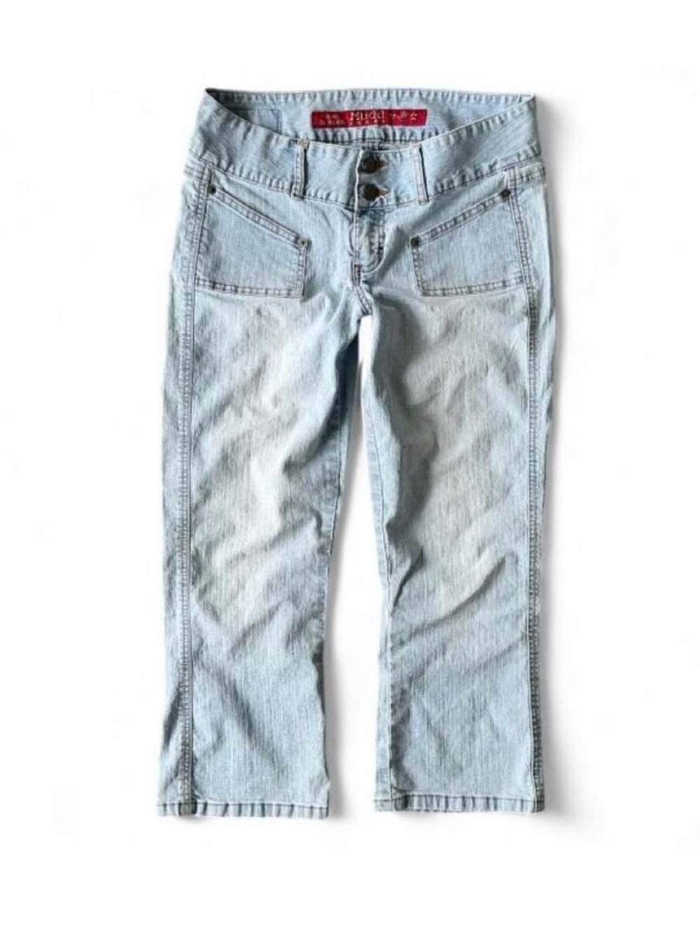 Y2K Vntg Mudd Low Rise Capri Jeans Size 7| 31" Light Wash